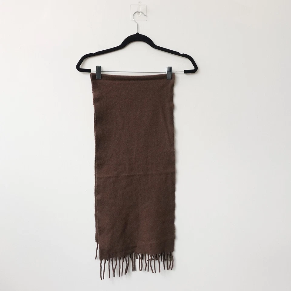 Brown Wool Scarf Adult Lambswool Wrap Basic Solid Dark Chocolate Italian ITALY - Image 1 of 4