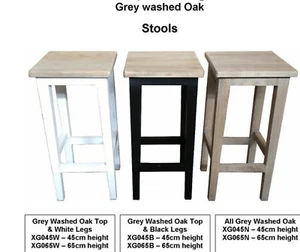 HAMPTON GREY WASHED OAK STOOLS 45 CMS HEIGHT - Picture 1 of 1