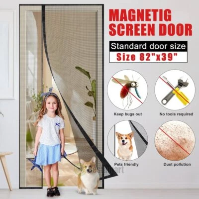 MUCH NEW Mosquito Door Net Mesh Screen Bug Pet Patio Hands Free Magnetic Closer