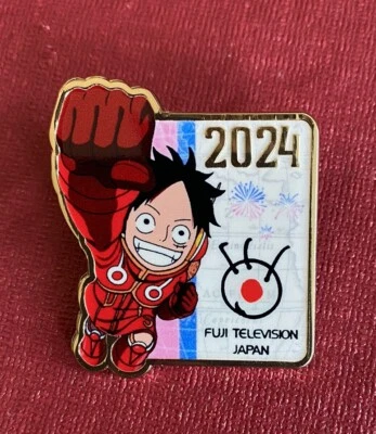 Paris 2024 Olympics Luffy Fuji TV Media Unofficial Pin Badge - New - Image 1 of 3