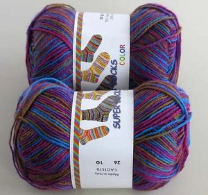 Hilo de calcetines SuperSocks MauvPrplBlu #26 colección italiana - 2 madejas - Imagen 1 de 1