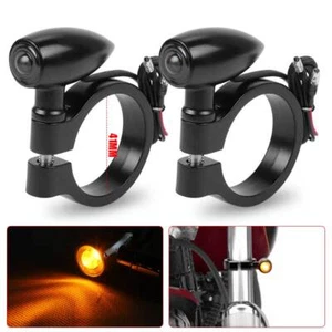 2x Motorcycle Fork Clamp LED Turn Signal Mount Bracket Indicators for 41mm Tube - Picture 1 of 13