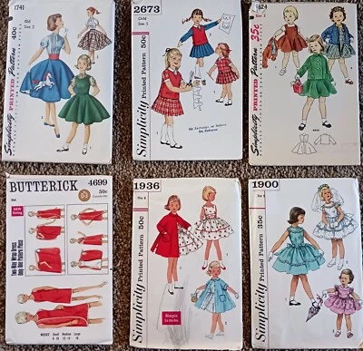 Vintage Sewing Patterns 1950s Lot Of 6 Children And Women  - Image 1 of 4
