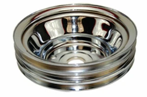 Chrome Steel LWP Triple Groove Crankshaft Pulley, Fits Chevy SBC 283-350 - Bild 1 von 1