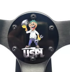 USPL Black Steering Wheel Horn Delete Plate With Logo + Hardware HDP-001BK - Picture 1 of 3