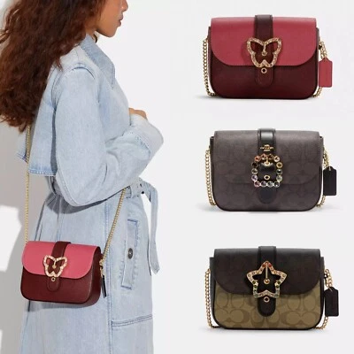 Bandolera Coach Gemma Hebilla Joya CE623 C6796 C7013 NUEVA CON ETIQUETAS Lona Cuero Foto 1 de 4