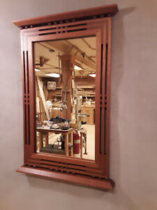 Handcrafted Arts & Crafts /Prairie Style Mirror Honduran and African Mahogany 