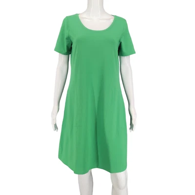 Vestido columpio para mujer talla pequeña verde algodón modal elegante top de noche Foto 1 de 4