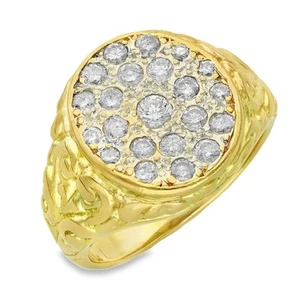 Gents 18ct Yellow Gold 0.80ct Diamond Set Cluster Ring - Size P - Picture 1 of 6