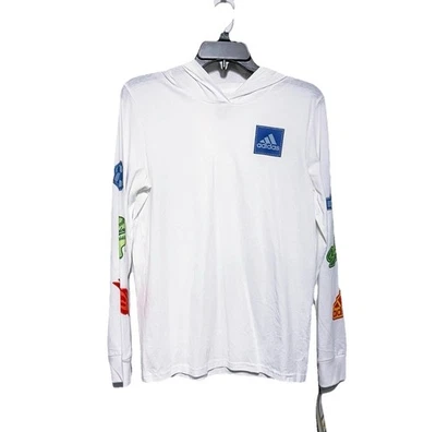 Adidas Big Kid L 14/16 Hooded Long Sleeve Sports Tee Hoodie Tshirt Boys Girls - Image 1 of 4