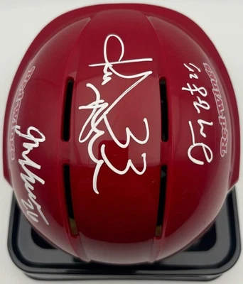Mini corvejón autografiado por Darren McCarty, Joe Kocur y Kris Draper Detroit Red Wings Foto 1 de 4
