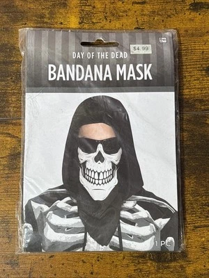 Black & Bone Bandana Mask Skull Fancy Dress Up Halloween Adult Costume Accessory - Image 1 of 2