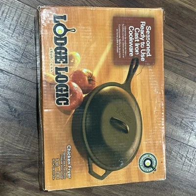Lodge Logic L8CF3 Cast Iron Chicken Fryer with Cover 10.5 inch Size 8 - Image 1 of 2
