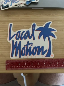 LOCAL MOTION Hawaii Surfboard Blue Pink Neon Clear 80's Vintage Surfing STICKER - Picture 1 of 5