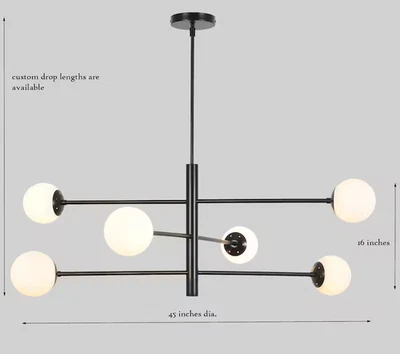 Stilnovo Style Six Globes Brass Sputnik Ceiling Chandelier Pendant Light - Image 1 of 2