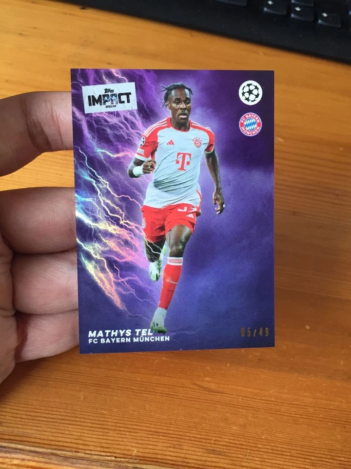 2023-24 Topps Impact Mathys Tel Tottenham Hotspur Bayern Munchen Purple 5/49 - Image 1 of 2