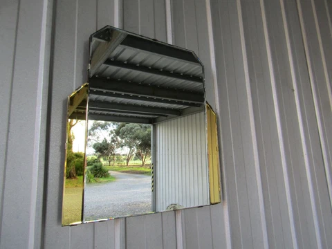 Wall Mirror Gold Side Wings Bevelled Edge Frameless Art Deco Vintage Cover