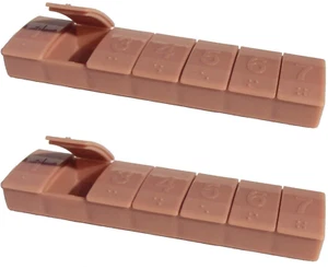 2 x Tupperware 7-Day Pill Vitamin Advil Keepers Tan Braille New - Picture 1 of 1