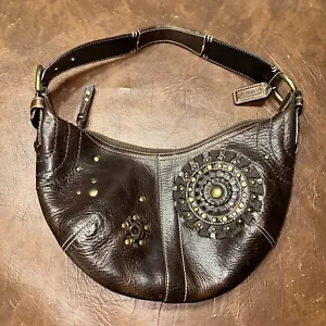 Vintage Y2K Coach 10063 Mia Brown Soho Leather Shoulder Bag Hobo Purse W/ Studs - Picture 1 of 5