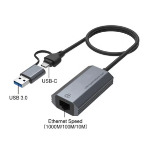 RJ-45 LAN Adapter Fast Ethernet USB Gigabit Network Card USB-C cable Lan card - Picture 1 of 5