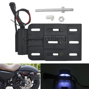Black Foldable Side LED License Plate Mount Bracket For Harley Sportster Dyna - Bild 1 von 7
