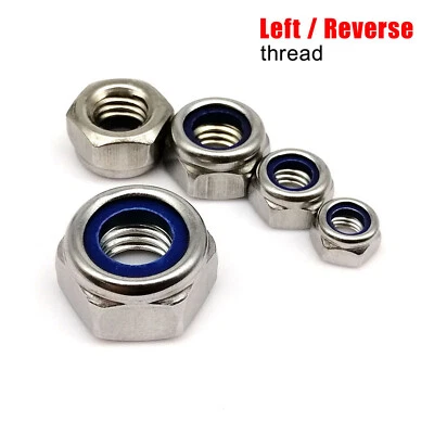 Reverse Left Hand Thread M4-M16 Stainless Steel Hex Nylon Insert Self Lock Nut - Image 1 of 4