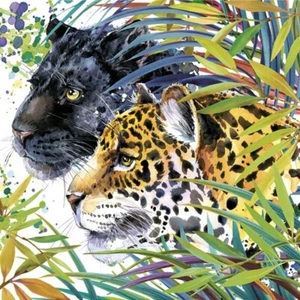 2 x luncheon paper napkins Leopand Jungle Animals Wild Cats Cougar - Picture 1 of 1