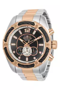 NUEVO Reloj de pulsera Invicta para hombre 52 mm con perno cronógrafo rosa esfera negra de 2 tonos SS - Imagen 1 de 3