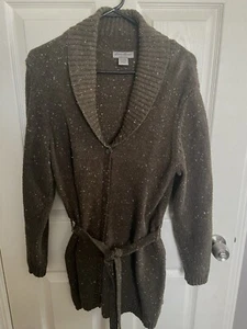 Eddie Bauer Damen Strickjacke Pullover selten mit Bindeband Langarm Strick dunkel grn Lg - Bild 1 von 9
