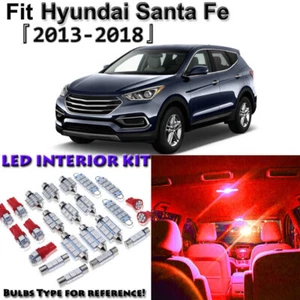 9x Red Interior LED Lights Package Kit for Hyundai Santa Fe 2013 -2016 2017 2018 - Picture 1 of 8