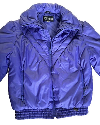 ¡De colección! Chaqueta de esquí Fera Puffer talla XS / niñas talla 16 abrigo de invierno púrpura cremallera años 80 retro Foto 1 de 4