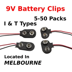 9V Battery Clip Snap Connectors Pack I & T Types - Picture 1 of 8