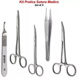 Kit Pratica Sutura Studenti Medici Porta Aghi Pinze Adson Forbici Veterinario CE - Imagen 1 de 6