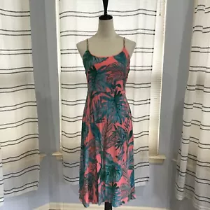 Cynthia Rowley Women 8 Pink Tropical Leaf Resort-Wear Dress Crinkle Texture Boho - Picture 1 of 12