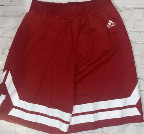 WISCONSIN BADGERS ADIDAS NCAA BASKETBALL SHORTS MEN'S SZ. LARGE RED& WHITE 2015 Cover