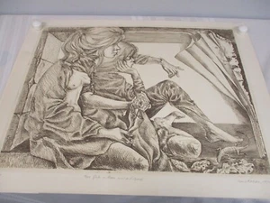 GRABADO LOUIS KAHAN "DOS NIÑAS UNA ROSA Y UN LAGARTO" ~ EDICIÓN LIMITADA 1976 FIRMADO - Imagen 1 de 6