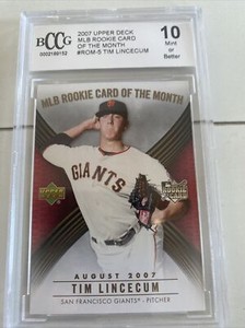 2007 UPPER DECK #ROM-5 TIM LINCECUM  Bccg  10 MINT ROOKIE OF THE MONTH