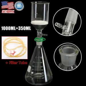 Glass Vaccum Suction Filter Filtration Kit 350ml Funnel and 1000mL Flask LAB Set - Picture 1 of 11