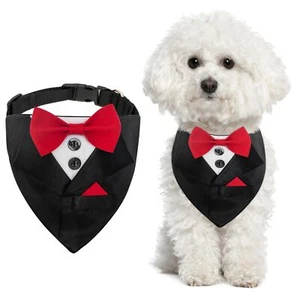Dog Tuxedo Wedding Dog Bandana Bow Tie Dog Tux Formal Dog Costume for Birthda... - Picture 1 of 7