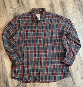 LL Bean Herren Gr. L kariert grau Flanell Hemd Knopfleiste Langarm 100% Baumwolle - Bild 1 von 6