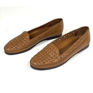 G.H. Bass Shoes Size 8 N Woven Brown Leather Loafers Flats Classic Bohemian
