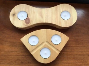 2 handgefertigte Kerzenständer aus Kiefer - Bild 1 von 4