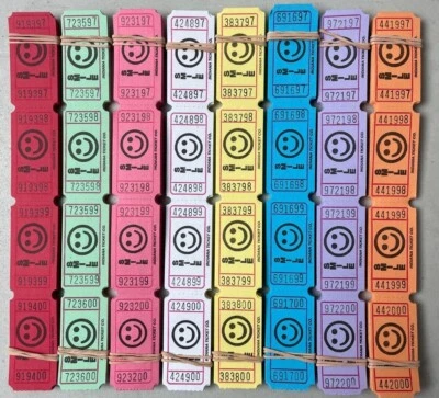 ITC 500 Smile Emoji Face Tickets 8 Colors 1/4 Roll Folded Raffle Fun Fair Carnival