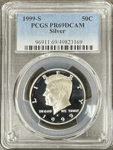 1999 S Silver Proof Kennedy Half Dollar PCGS PR69DCAM Signed Portrait Label - Picture 1 of 2