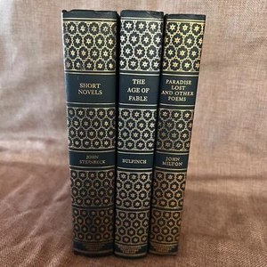 Set 3 International Collectors Library Blue Steinbeck Bulfinch Milton Home Decor - Bild 1 von 13