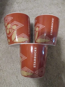 3 NICE STARBUCKS 2013 ESPRESSO CUP BROWN BAMBOO PATTERN 3 OZ each - Picture 1 of 3