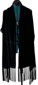 Women's Kate Landry Brand Black Velvet Long Scarf Rayon Silk Blend ONE SIZE - Picture 1 of 14