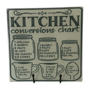 8” Square Tempered Glass Cutting Board Conversion Chart Measuring-Kitchen~Gift - Picture 1 of 1