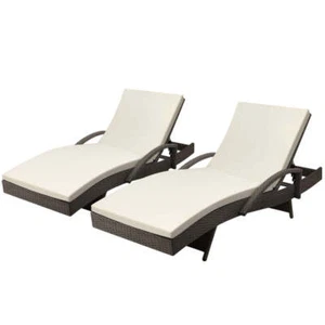 Gardeon 2PC Sun Lounge Wicker Lounger Outdoor Furniture Beach Chair Adjustable C - Picture 1 of 8