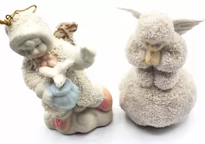 Set of 2 Angelic Snow Baby Angel Figurines Ornaments Frosted - Picture 1 of 14